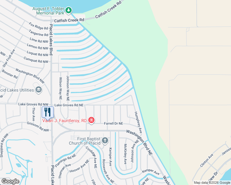 map of restaurants, bars, coffee shops, grocery stores, and more near 368 Parker St NE in Lake Placid
