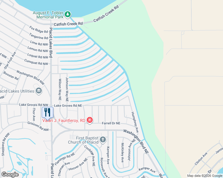 map of restaurants, bars, coffee shops, grocery stores, and more near 368 Parker Street Northeast in Lake Placid