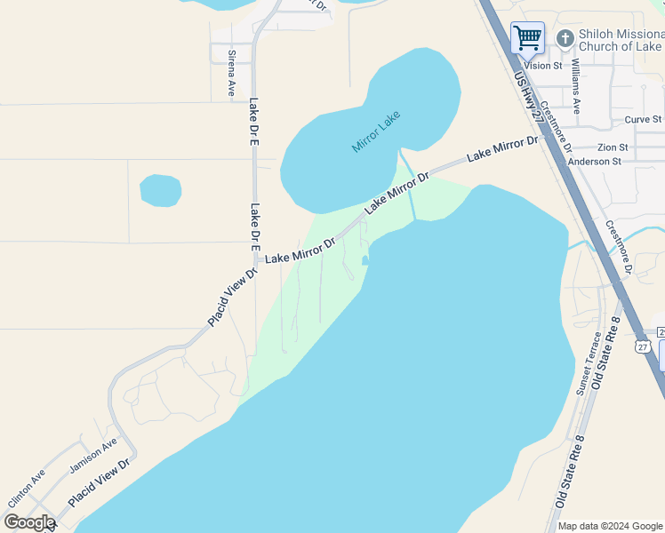 map of restaurants, bars, coffee shops, grocery stores, and more near 430 Lake Mirror Drive in Lake Placid