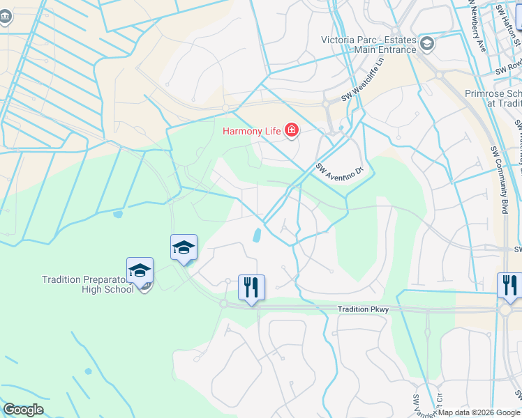 map of restaurants, bars, coffee shops, grocery stores, and more near 10725 Southwest Gloriana Street in Port St. Lucie