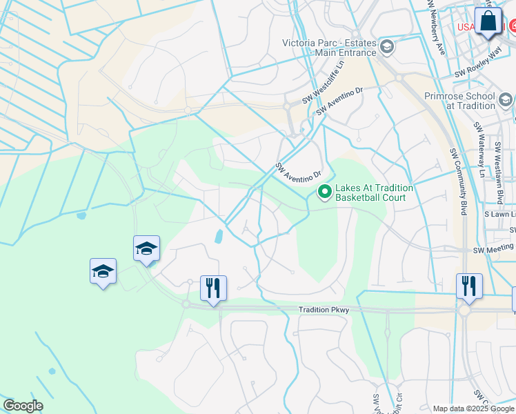 map of restaurants, bars, coffee shops, grocery stores, and more near 10688 Southwest Hartwick Drive in Port St. Lucie