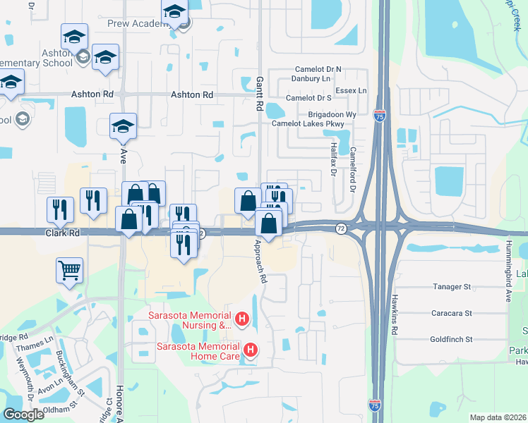 map of restaurants, bars, coffee shops, grocery stores, and more near in Sarasota County