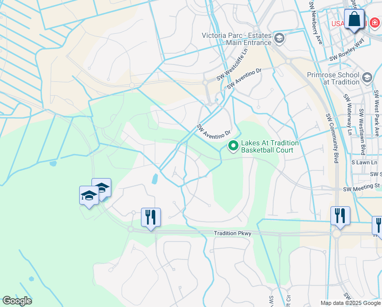 map of restaurants, bars, coffee shops, grocery stores, and more near 10688 Southwest Hartwick Drive in Port St. Lucie