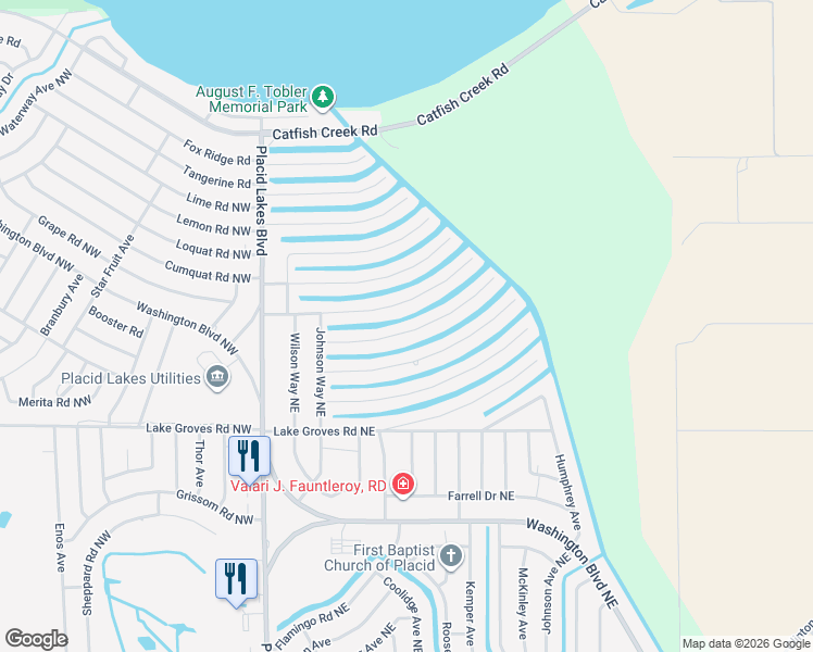 map of restaurants, bars, coffee shops, grocery stores, and more near 127 Citrus Rd NE in Lake Placid