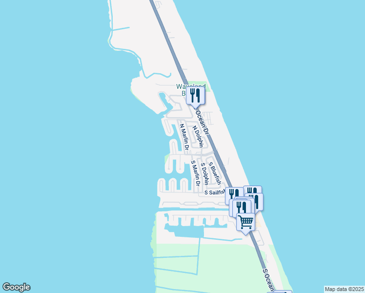 map of restaurants, bars, coffee shops, grocery stores, and more near 10701 South Ocean Drive in Jensen Beach