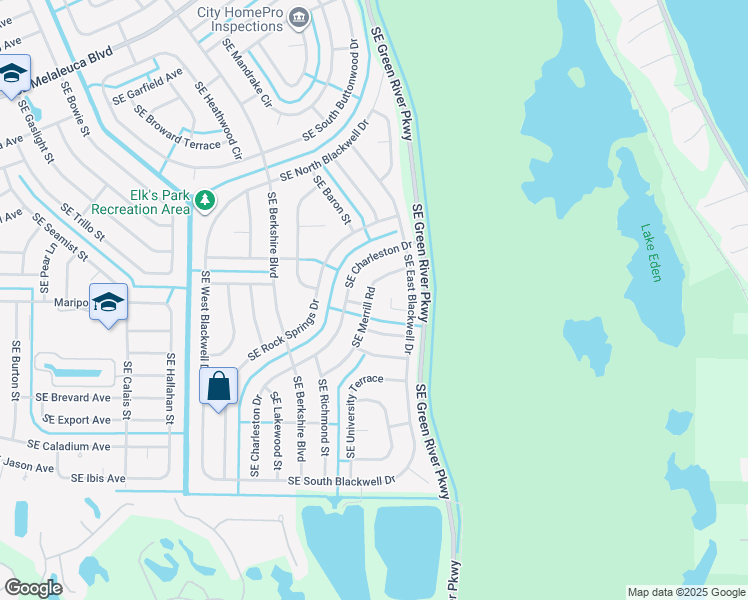 map of restaurants, bars, coffee shops, grocery stores, and more near 2285 Southeast Merrill Road in Port St. Lucie