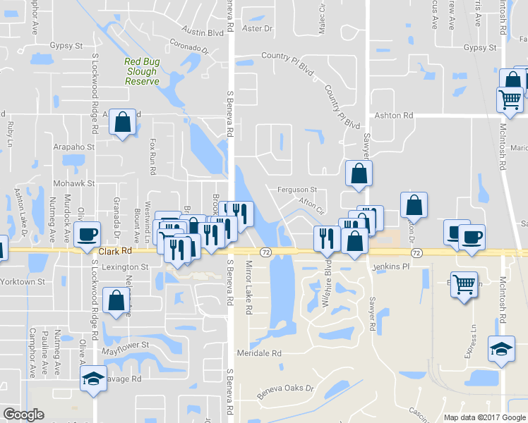 map of restaurants, bars, coffee shops, grocery stores, and more near 5664 Saint Louis Avenue in Sarasota
