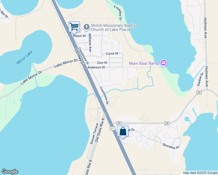 map of restaurants, bars, coffee shops, grocery stores, and more near 113 Taylor Street in Lake Placid