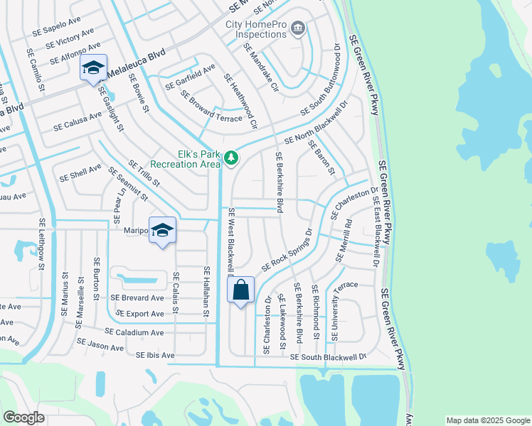 map of restaurants, bars, coffee shops, grocery stores, and more near 2302 Southeast Surrey Place in Port St. Lucie