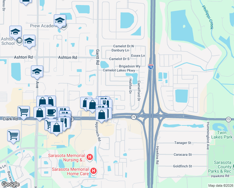 map of restaurants, bars, coffee shops, grocery stores, and more near 211 Freeport Drive in Sarasota