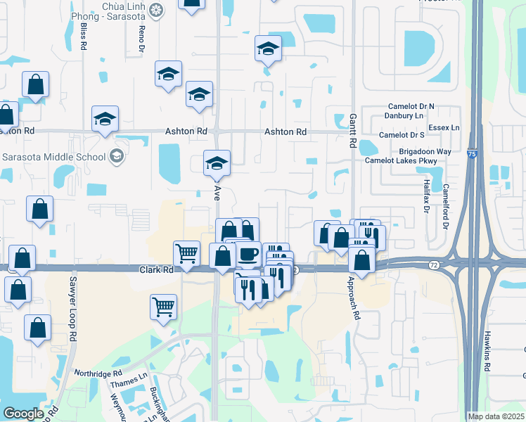 map of restaurants, bars, coffee shops, grocery stores, and more near 7816 Limestone Lane in Sarasota