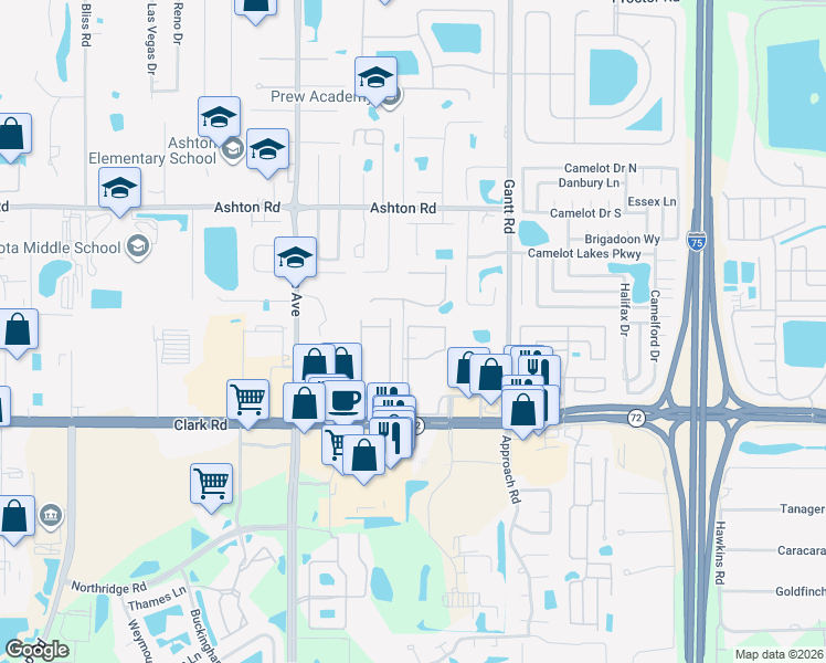 map of restaurants, bars, coffee shops, grocery stores, and more near 5534 Cartagena Drive in Sarasota