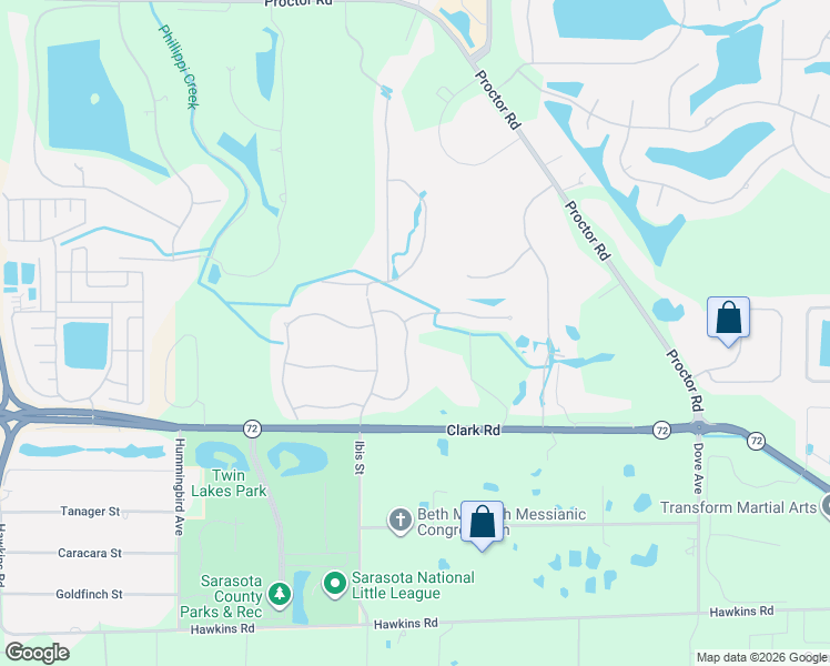 map of restaurants, bars, coffee shops, grocery stores, and more near 7070 Scrub Jay Drive in Sarasota