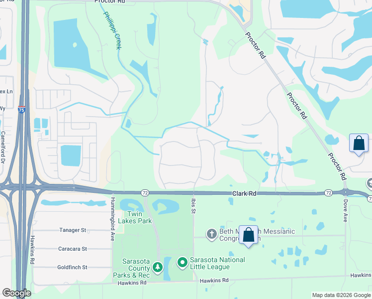 map of restaurants, bars, coffee shops, grocery stores, and more near 5570 Rock Dove Drive in Sarasota
