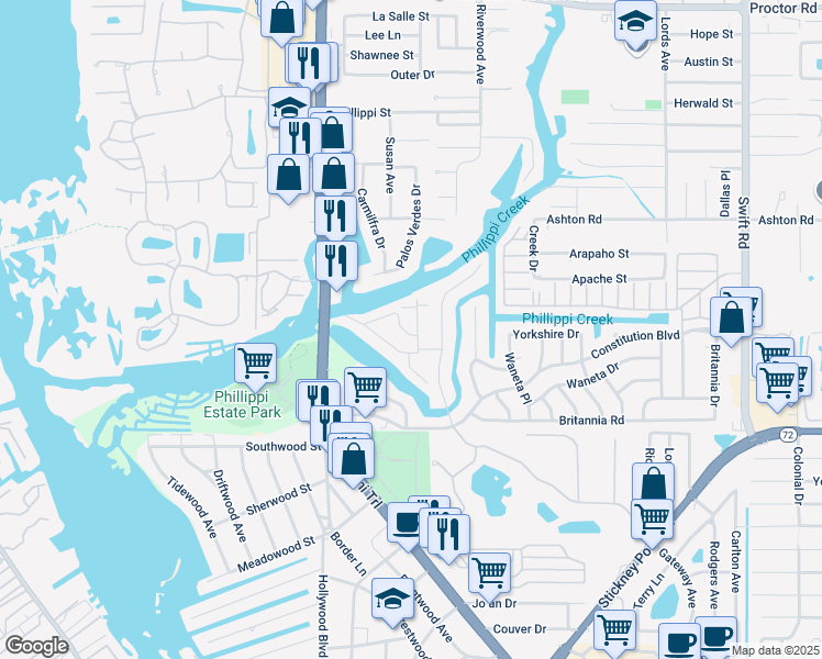 map of restaurants, bars, coffee shops, grocery stores, and more near 2237 Michele Drive in Sarasota