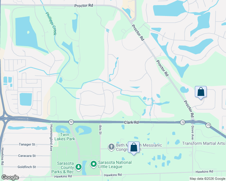 map of restaurants, bars, coffee shops, grocery stores, and more near 7070 Scrub Jay Drive in Sarasota