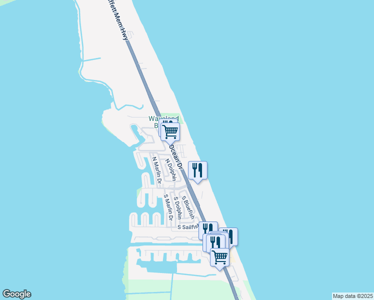 map of restaurants, bars, coffee shops, grocery stores, and more near 10600 South Ocean Drive in Jensen Beach