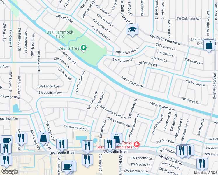 map of restaurants, bars, coffee shops, grocery stores, and more near 1792 Southwest Import Drive in Port St. Lucie
