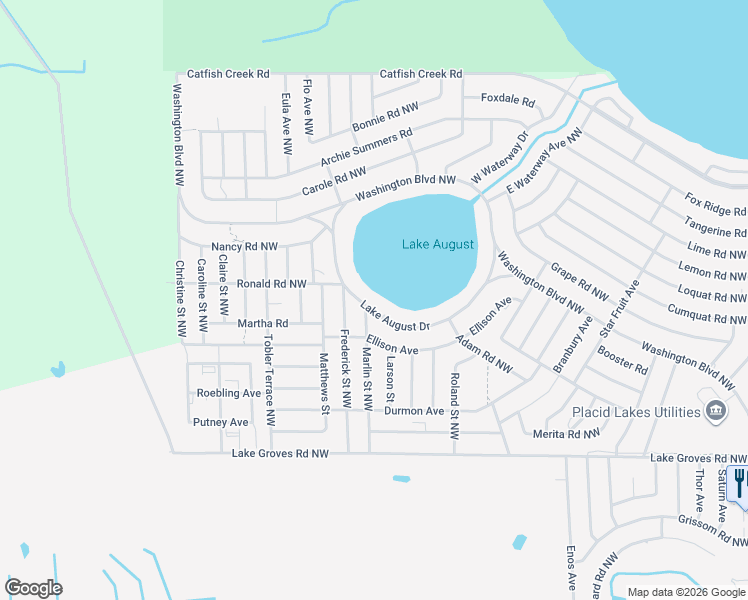 map of restaurants, bars, coffee shops, grocery stores, and more near 561 Lake August Dr in Lake Placid