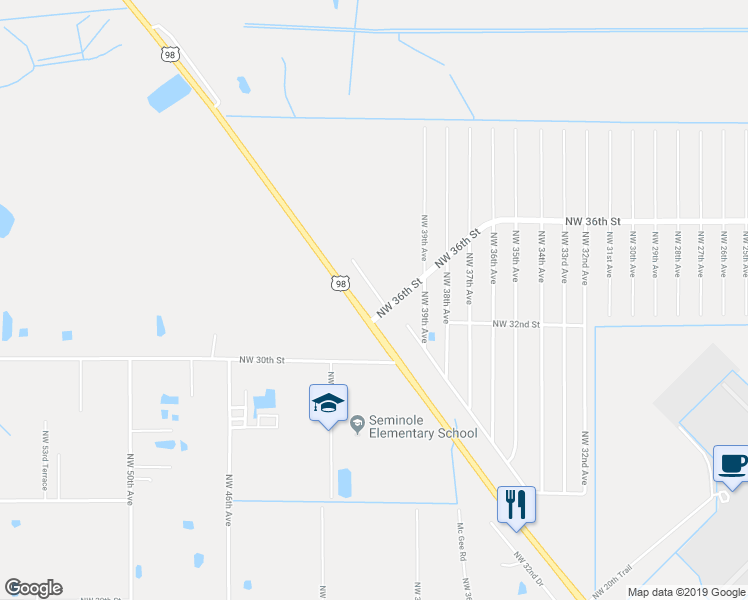 map of restaurants, bars, coffee shops, grocery stores, and more near 3283 Northwest 40th Drive in Okeechobee
