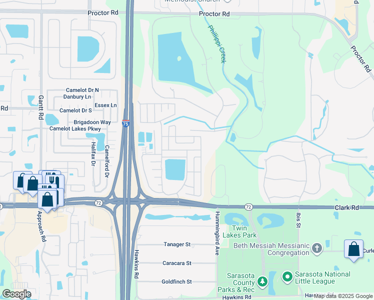 map of restaurants, bars, coffee shops, grocery stores, and more near 6401 Lichfield Lane in Sarasota