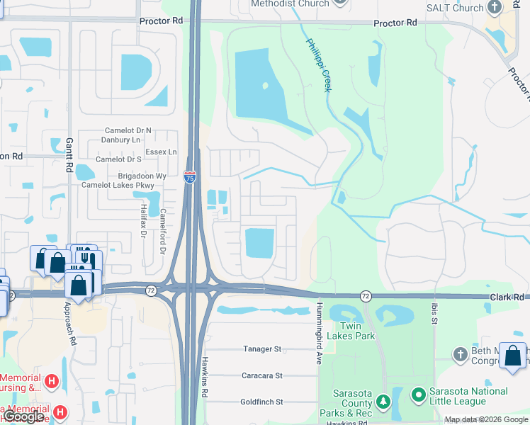 map of restaurants, bars, coffee shops, grocery stores, and more near 6337 Maryport Lane in Sarasota