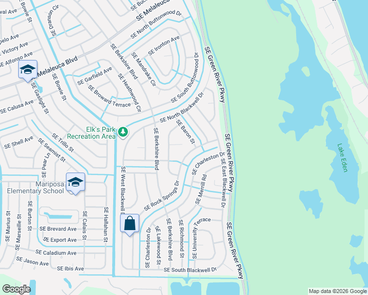 map of restaurants, bars, coffee shops, grocery stores, and more near 2292 Southeast Rock Springs Drive in Port St. Lucie