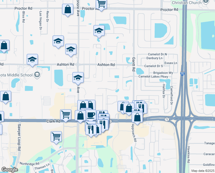 map of restaurants, bars, coffee shops, grocery stores, and more near Cartagena Drive in Sarasota