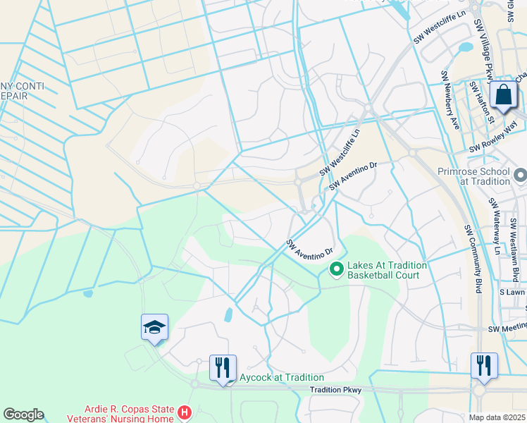 map of restaurants, bars, coffee shops, grocery stores, and more near 12329 sw arabella dr in Port St. Lucie