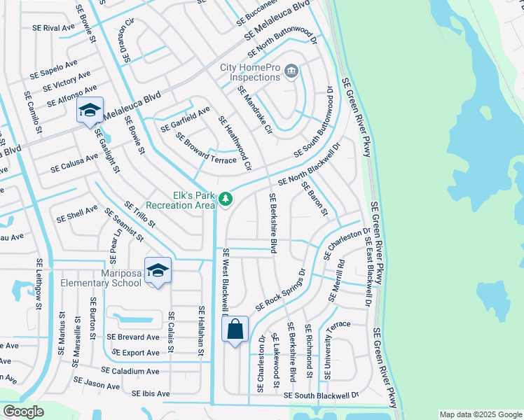 map of restaurants, bars, coffee shops, grocery stores, and more near 2216 Southeast Braddock Street in Port St. Lucie