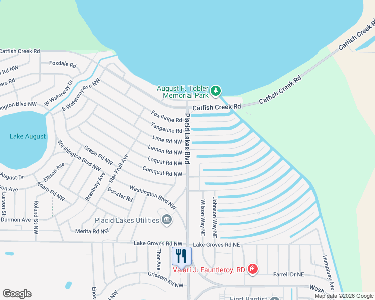 map of restaurants, bars, coffee shops, grocery stores, and more near 101 Lemon Road Northeast in Lake Placid