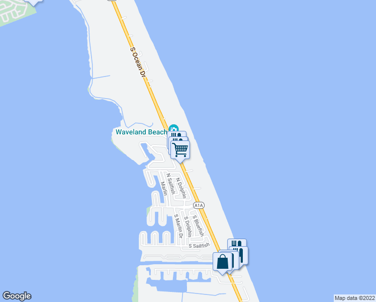 map of restaurants, bars, coffee shops, grocery stores, and more near 10410 South Ocean Drive in Jensen Beach