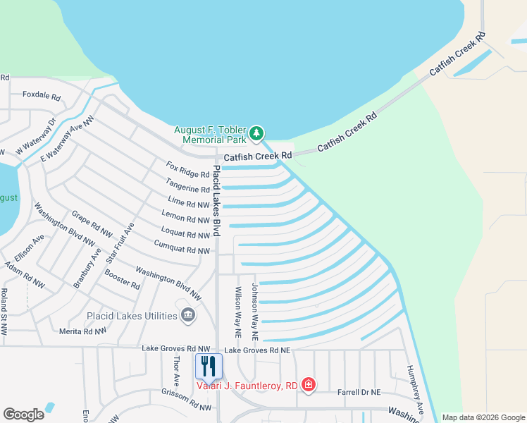 map of restaurants, bars, coffee shops, grocery stores, and more near 122 Lemon Road Northeast in Lake Placid