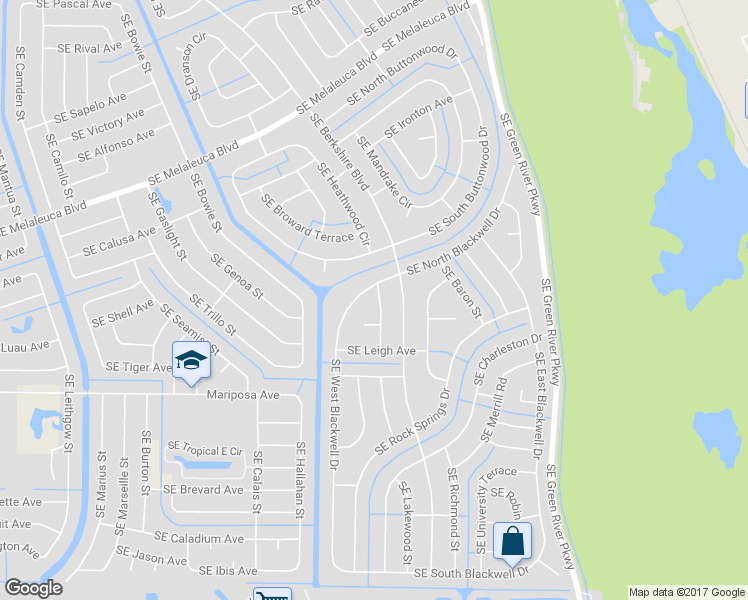 map of restaurants, bars, coffee shops, grocery stores, and more near 2216 Southeast Braddock Street in Port St. Lucie