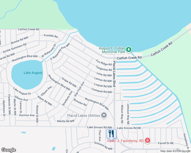 map of restaurants, bars, coffee shops, grocery stores, and more near 123-125 Lemon Road Northwest in Lake Placid