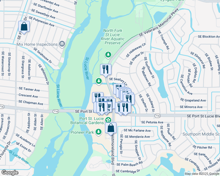 map of restaurants, bars, coffee shops, grocery stores, and more near in Port St. Lucie