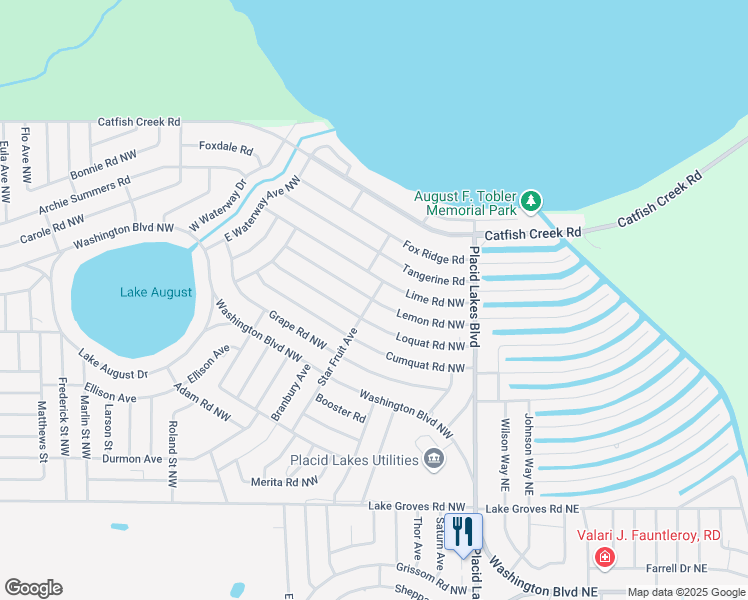 map of restaurants, bars, coffee shops, grocery stores, and more near 199 Lemon Road Northwest in Lake Placid
