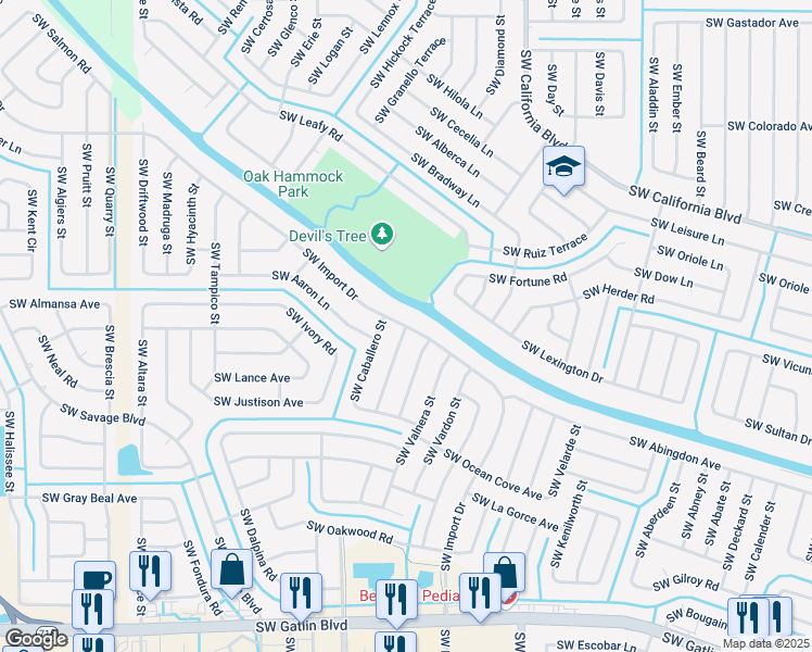 map of restaurants, bars, coffee shops, grocery stores, and more near 1862 Southwest Import Drive in Port St. Lucie