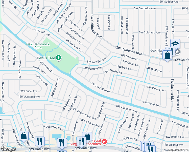 map of restaurants, bars, coffee shops, grocery stores, and more near 1617 Southwest Herder Road in Port St. Lucie