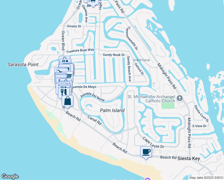 map of restaurants, bars, coffee shops, grocery stores, and more near in Sarasota