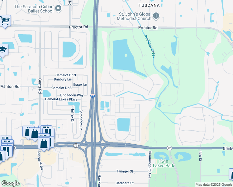 map of restaurants, bars, coffee shops, grocery stores, and more near 5365 Grasmere Lane in Sarasota