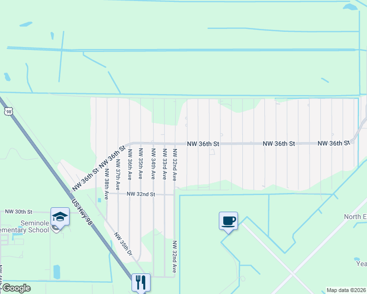 map of restaurants, bars, coffee shops, grocery stores, and more near 3573 Northwest 31st Avenue in Okeechobee