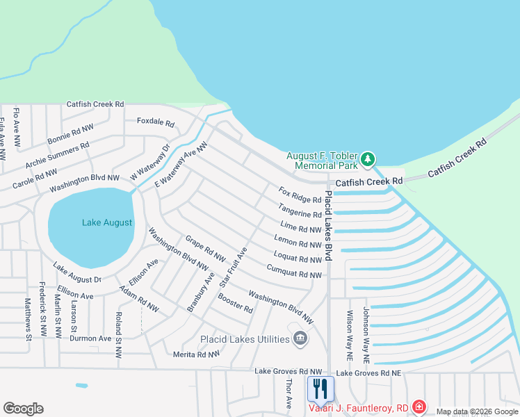 map of restaurants, bars, coffee shops, grocery stores, and more near 238 Lime Road Northwest in Lake Placid