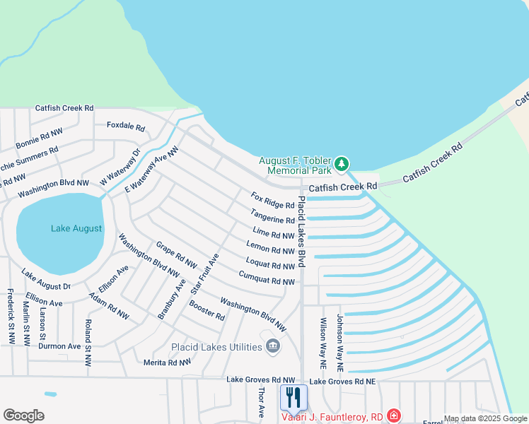 map of restaurants, bars, coffee shops, grocery stores, and more near 122 Tangerine Road in Lake Placid