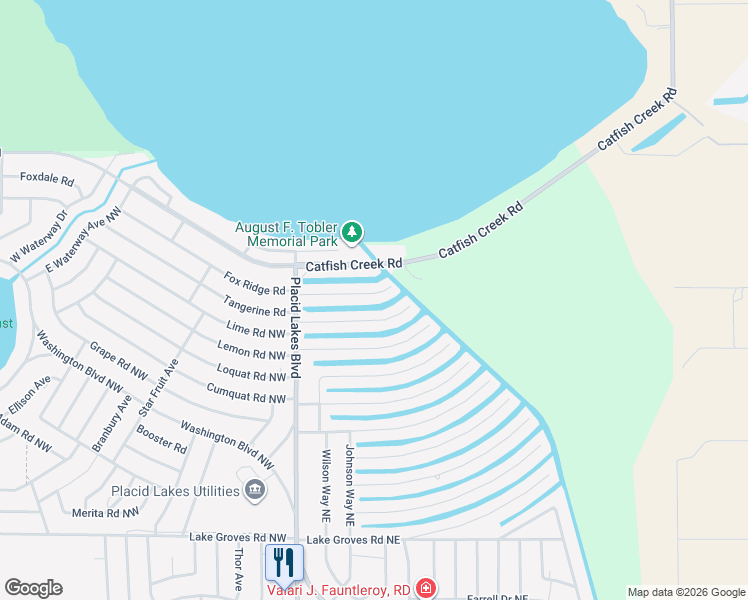 map of restaurants, bars, coffee shops, grocery stores, and more near 123 Orange Road Northeast in Lake Placid