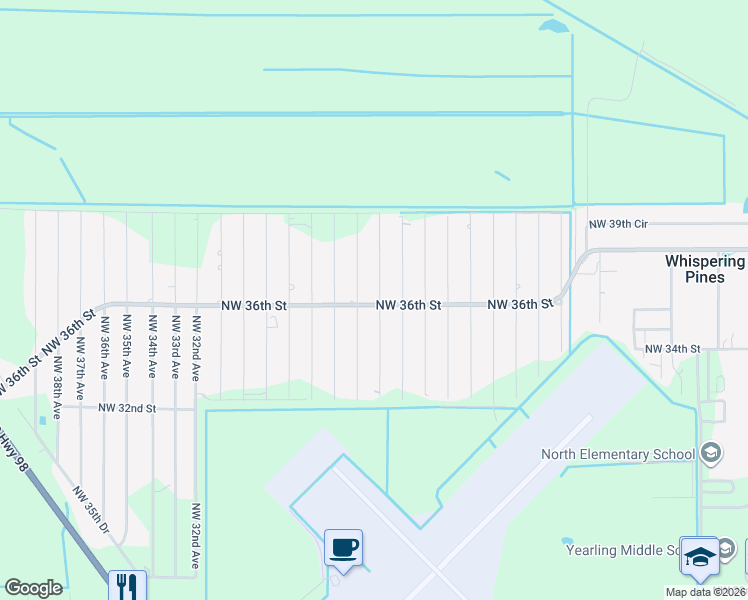 map of restaurants, bars, coffee shops, grocery stores, and more near 3633 Northwest 24th Avenue in Okeechobee