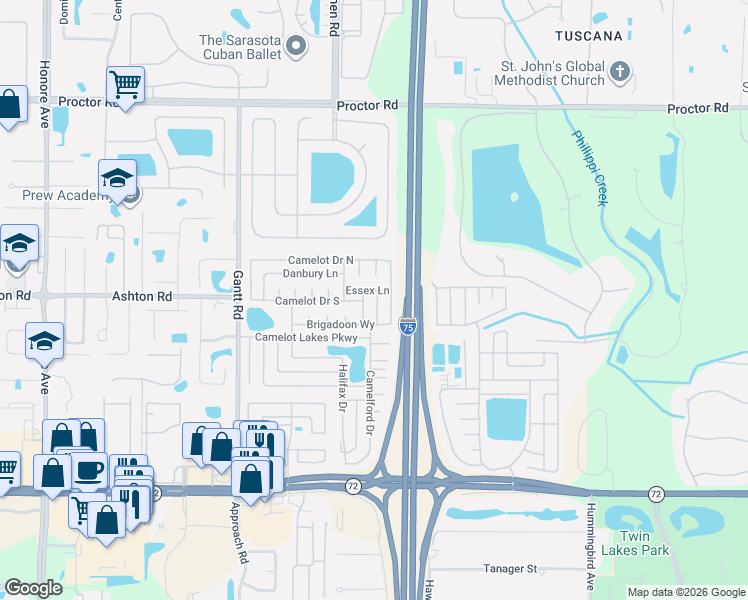 map of restaurants, bars, coffee shops, grocery stores, and more near 5354 Sudbury Place in Sarasota