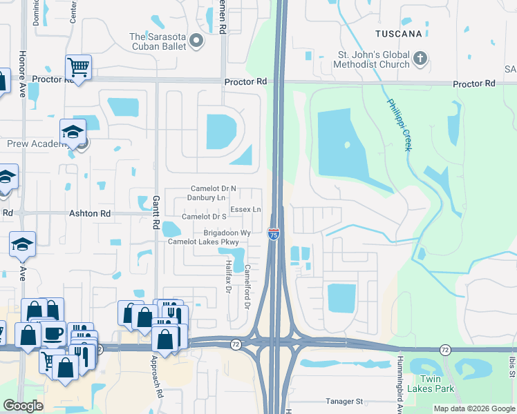 map of restaurants, bars, coffee shops, grocery stores, and more near 5966 Ramsgate Terrace in Sarasota