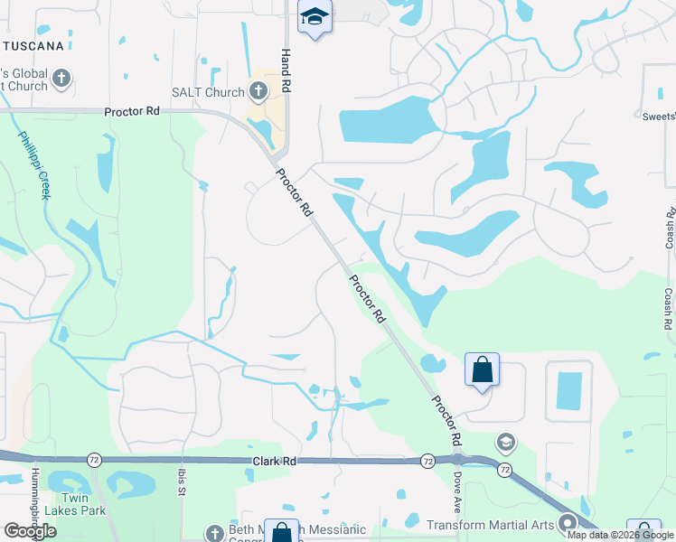map of restaurants, bars, coffee shops, grocery stores, and more near 7193 Proctor Road in Sarasota