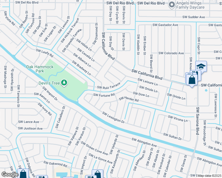 map of restaurants, bars, coffee shops, grocery stores, and more near 1668 Southwest Ruiz Terrace in Port St. Lucie